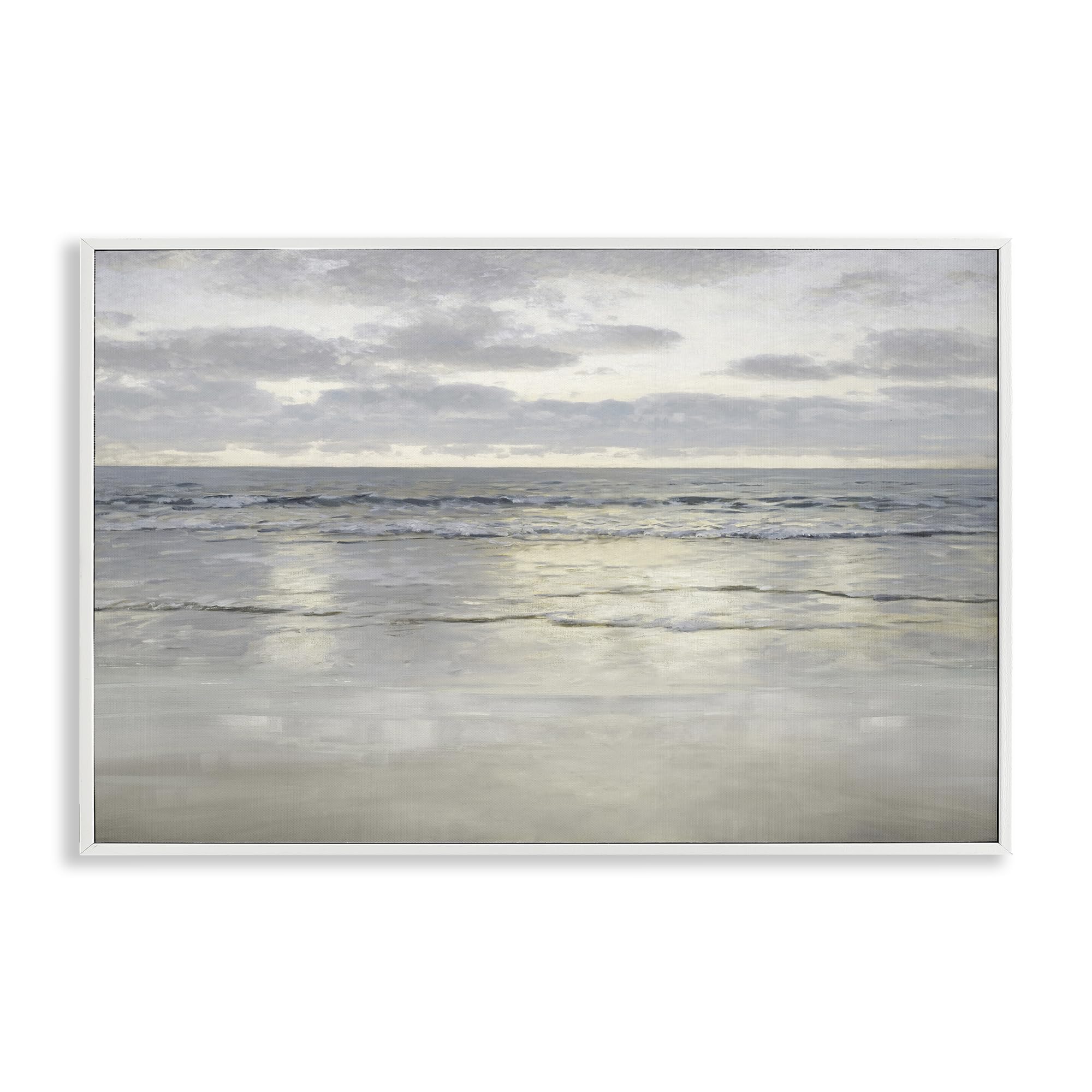 Stupell Industries Sunlight Over Calm Ocean 'Sunlight On The Sea', Framed Giclee Art, White, 24 X 16 Inches, Easy To Hang And Sturdy, Made In Usa, By Christy Mckee