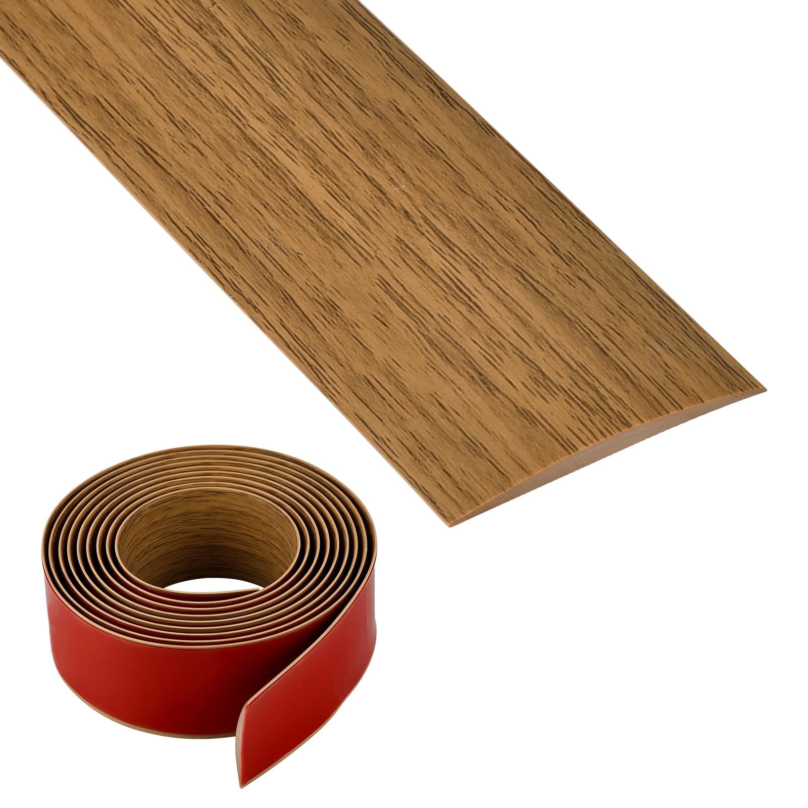 5cm×6m Self Adhesive Vinyl Floor Transition Strip, 3.5mm Thick Laminate Flooring Threshold Transition Strip, PVC Door Strip Threshold Bars for Joining Floor Gaps, Carpet Transition Yellow Oak