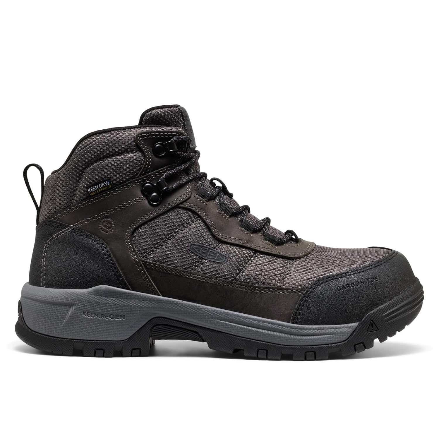 KEEN Utility Men's Skokie Hiker Style Mid Height Composite Toe 90 Degree Waterproof Work Boots, Magnet/Black, 10 D - Image 2