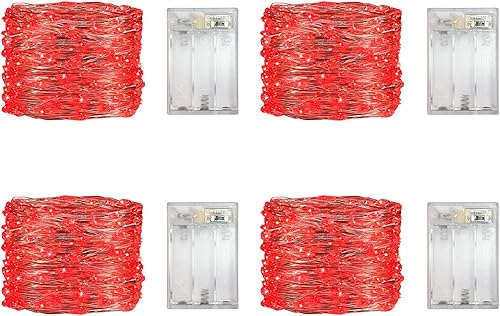 Paquete de 4 luces LED de gota de rocío a pilas, mini luces de hadas para interiores con función de temporizador, para bodas, hogar, fiestas,