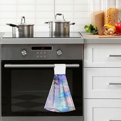 Miniatura 6 de Toallas colgantes de flores iridiscentes,Toallas de cocina colgantes con cinta mágica,Súper absorbentes,Toallas de lazo colgantes de algodón de