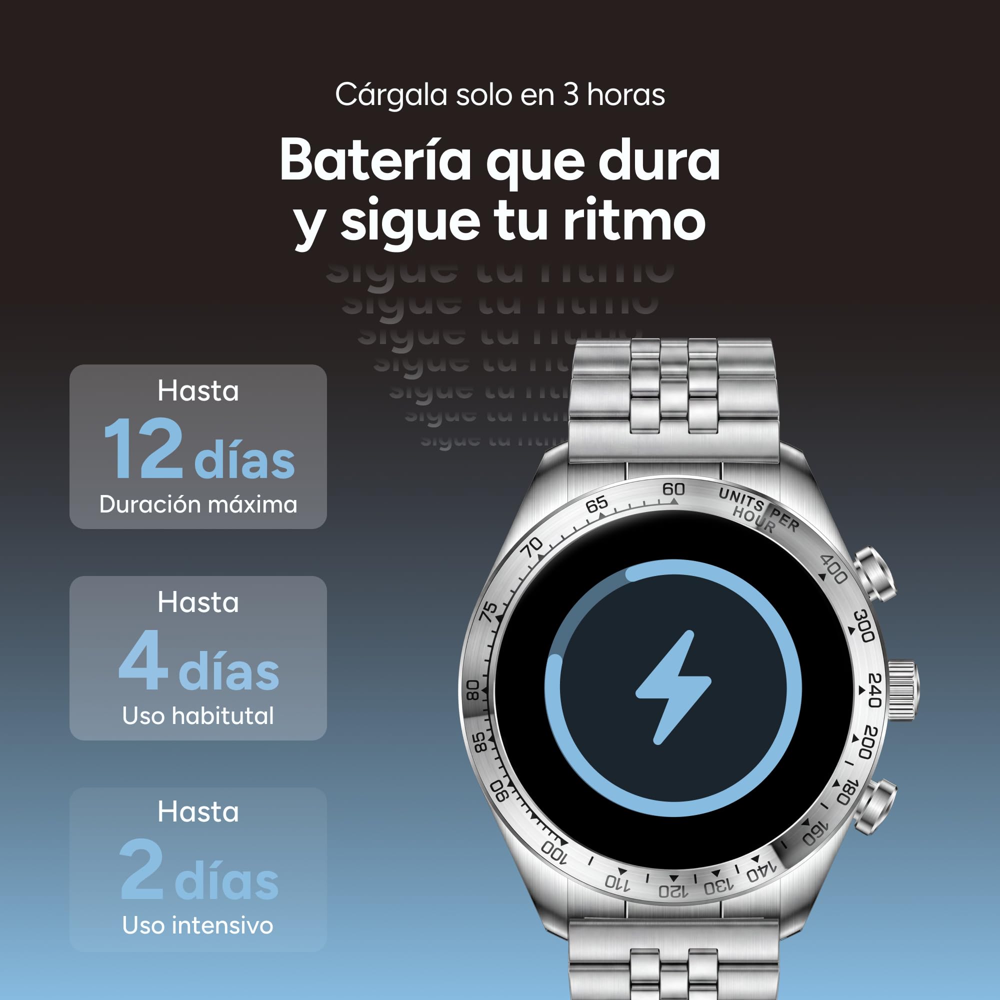 KSIX Elite Go Smartwatch Metálico, Pantalla AMOLED 1.43", Autonomía 7 días, IP67, +100 Modos Deporte, Llamadas, Plateado