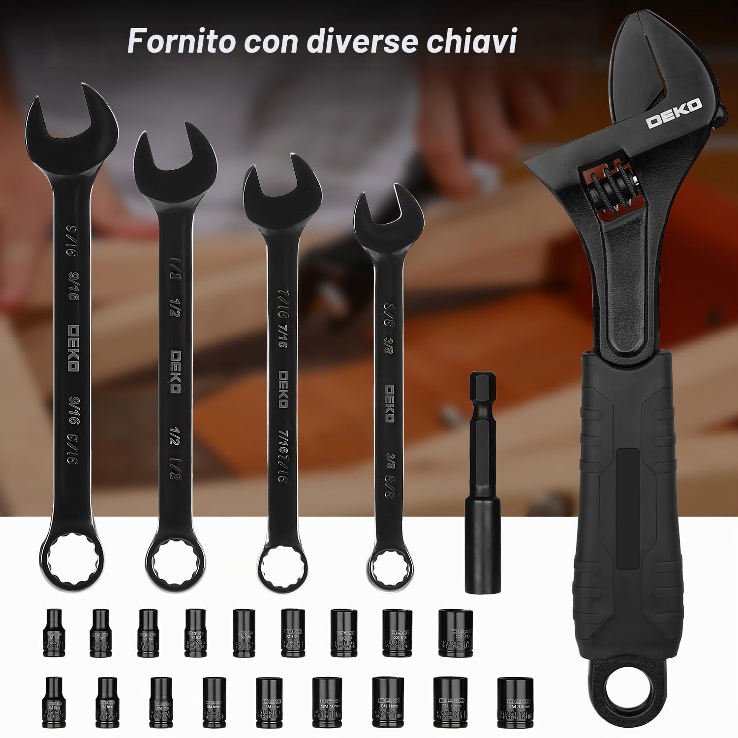 Kit di attrezzi per la casa: per uso domestico con chiave a bussola Set di utensili manuali di base per uomini Riparazione auto Meccanico Tool Kit Automotive con cassetta degli attrezzi in plastica
