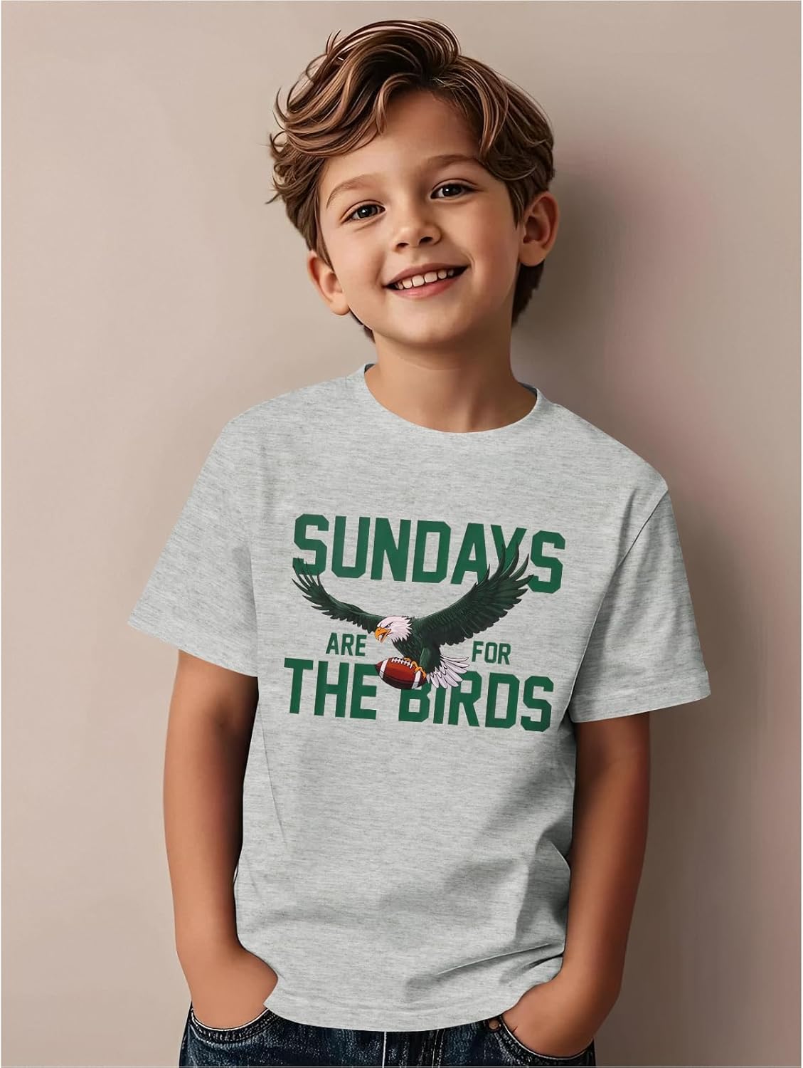 KEKEMI Boys Girls Football Ballgame Shirts Sundays for The Birds T-Shirt Game Day Outfit Kids Sports Tees Football Fans Tops - Image 4