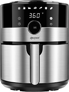 Hoepaid Air Fryer, Écran Tactile Numérique LED et Combinaison de Boutons, 7 Programmes Prédéfinis, sans Huile, Facile à Nettoyer, 1350 W, 3.4 Litres, Adaptée pour 3-4 Personnes