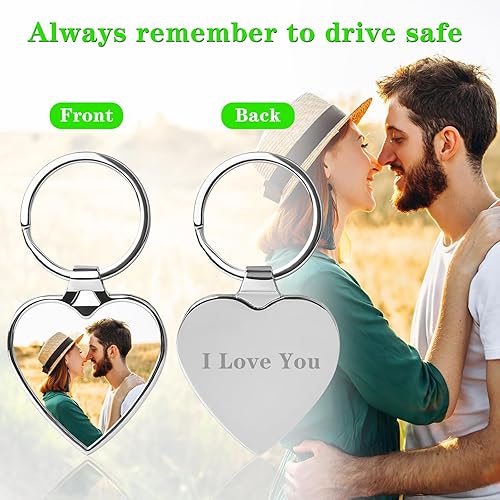Miniatura 4 de HYPERFOLD Llavero personalizado de doble cara con imagen, grabado personalizado, texto fotográfico, regalos personalizados para hombres, novio