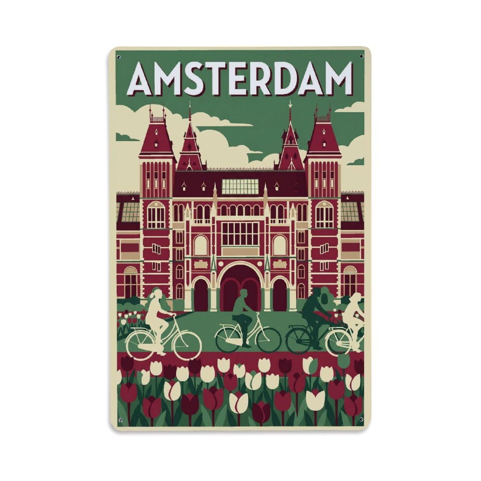 Fyrn Style Metal Tin Sign Vintage Travel Amsterdam Netherlands Sumptuous