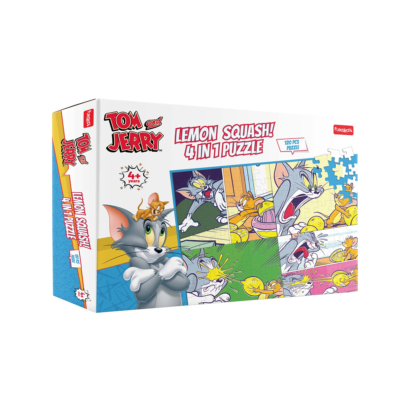 Funskool-Tom & Jerry,Educational,4x30 Pieces,Puzzle,for 4 Year Old Kids and Above,Toy, Multicolor