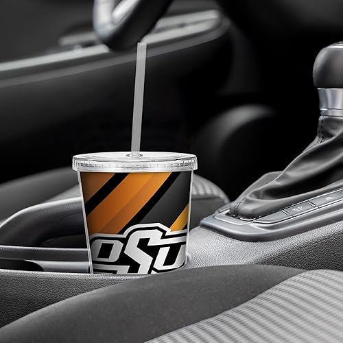 Miniatura 166 de Rico Industries NCAA Sports Team - Vaso transparente de 16 onzas con pajilla, vaso de viaje del color del equipo para fanáticos de los deportes