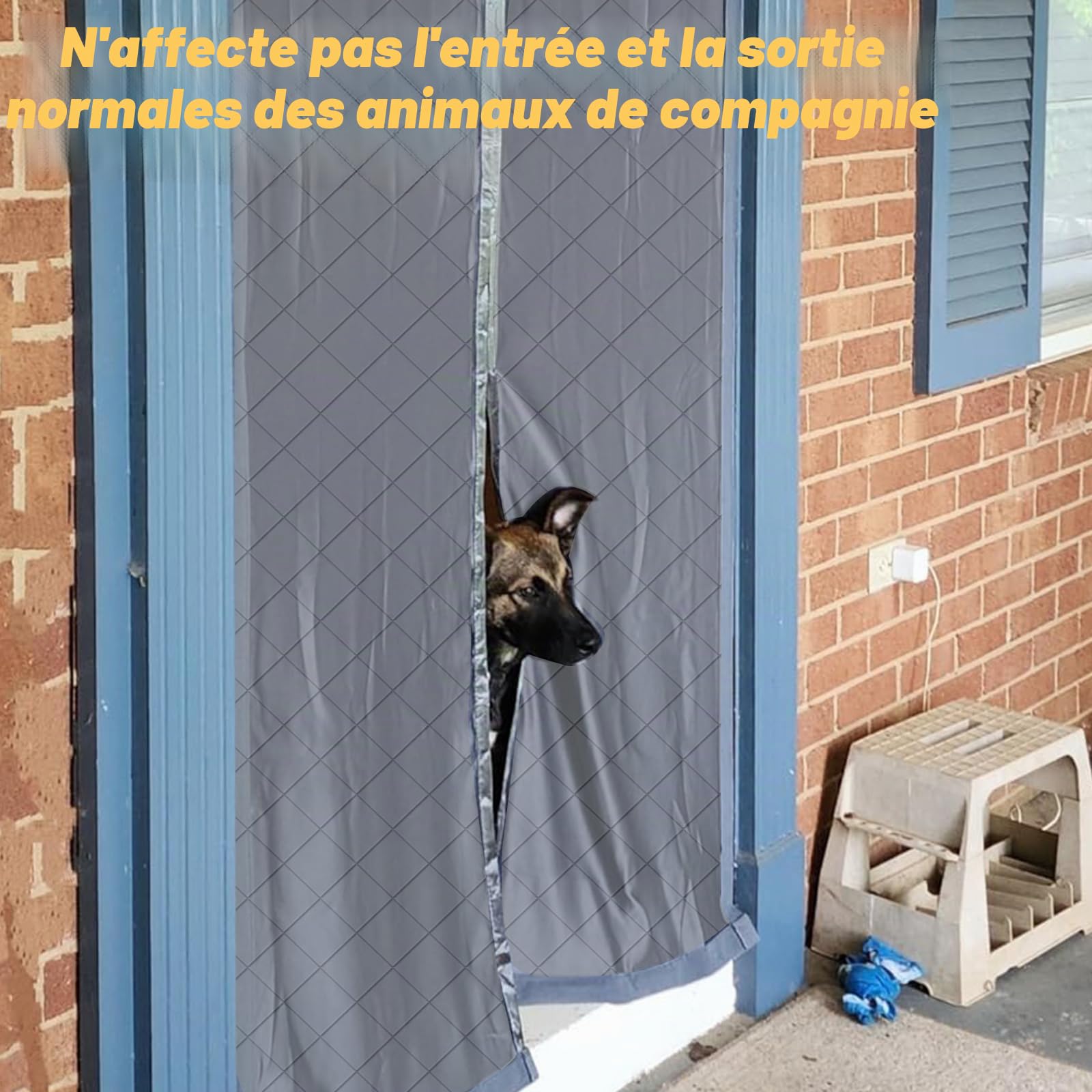 Rideau de porte magnétique isolé, rideau thermique en tissu Oxford 210D avec boucle de rangement, housses de porte épaissies coupe-vent et imperméables pour protection contre le vent et réchauffant