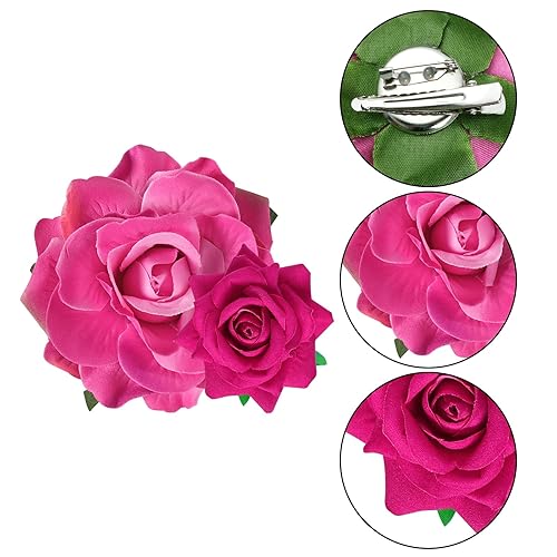 Miniatura 3 de Topbuti Pinza para el pelo de rosa, broche de rosa, 4 piezas de tela, pinzas para el cabello mexicano, tocados para mujer, niña, boda, fiesta, día