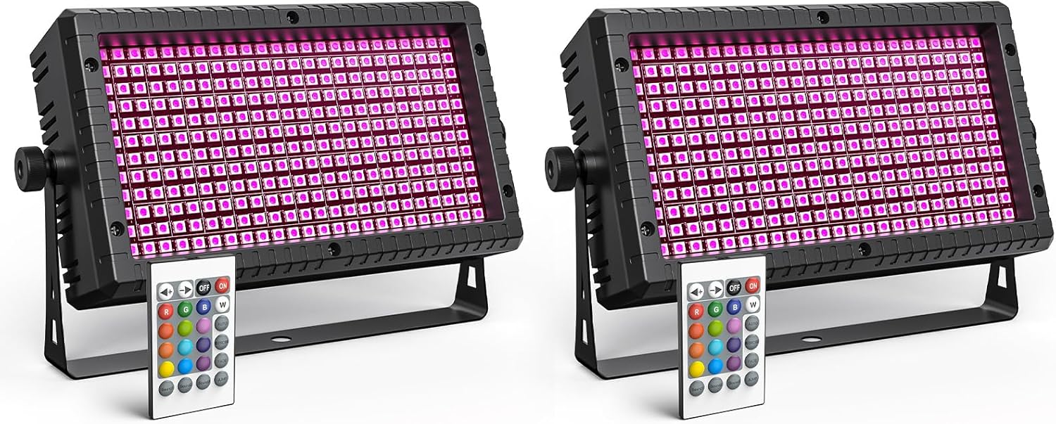 DJ Strobe Stage Light Bar, 288 RGB LED Wall Washer, 55 Zones Chasing Stage Party Light 4-in-1 DMX512, Remote Control for Halloween, Wedding, Club, Party (Black 2 Pack)
