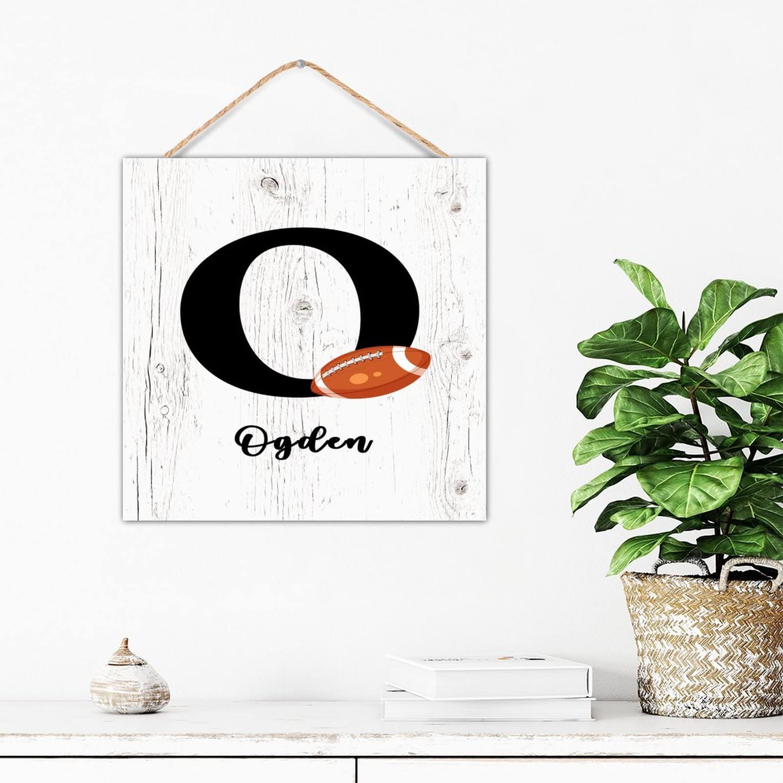 Décoration murale en bois Monogram O style rustique chic 30cm