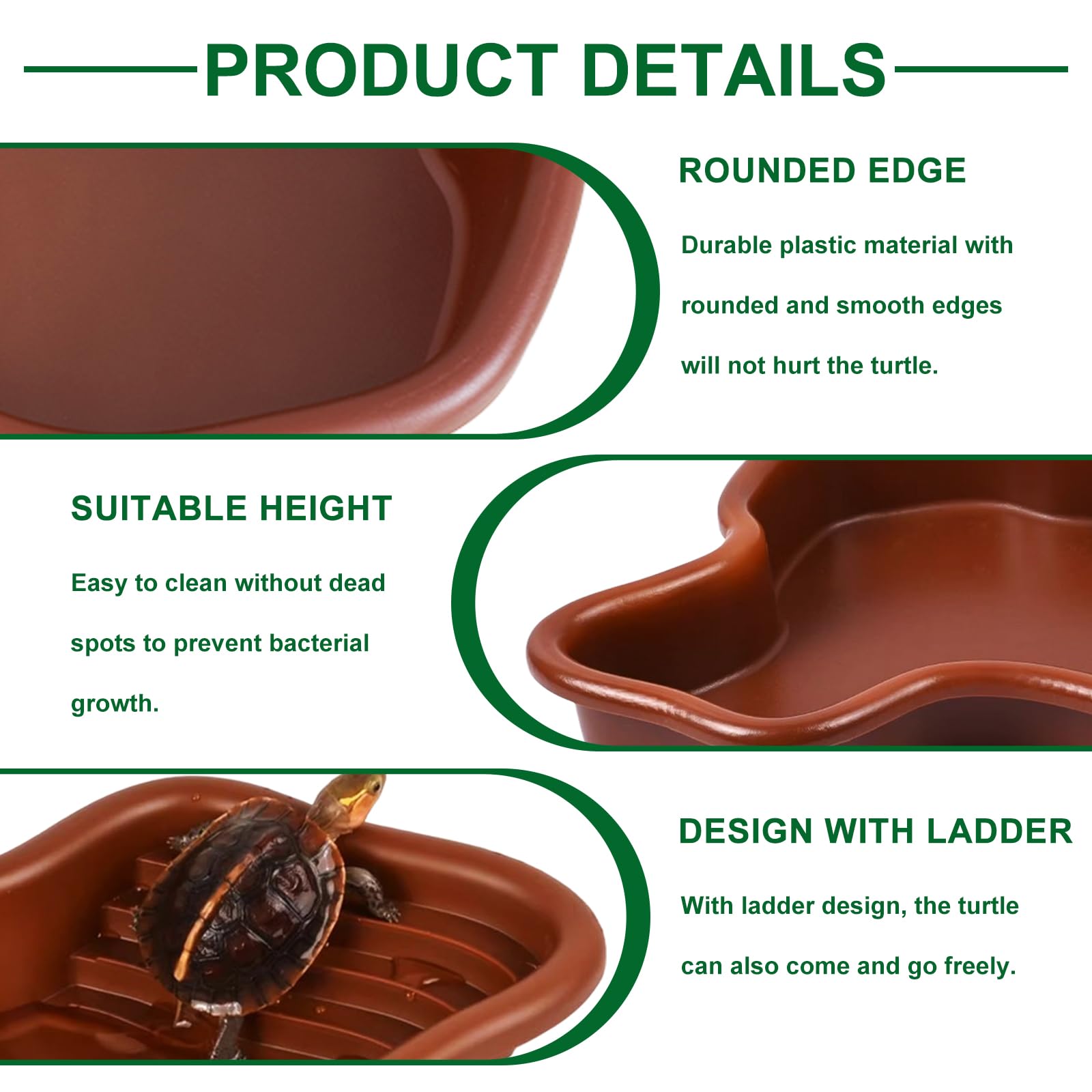 Baignoire pour Reptiles, Bac De Bain pour Reptiles, Piscine pour Tortues Gamelle Reptile Bol d'eau pour Reptiles Gamelle pour Reptiles Antidérapant avec Drainage pour Tortues, Reptiles 31x25x5cm