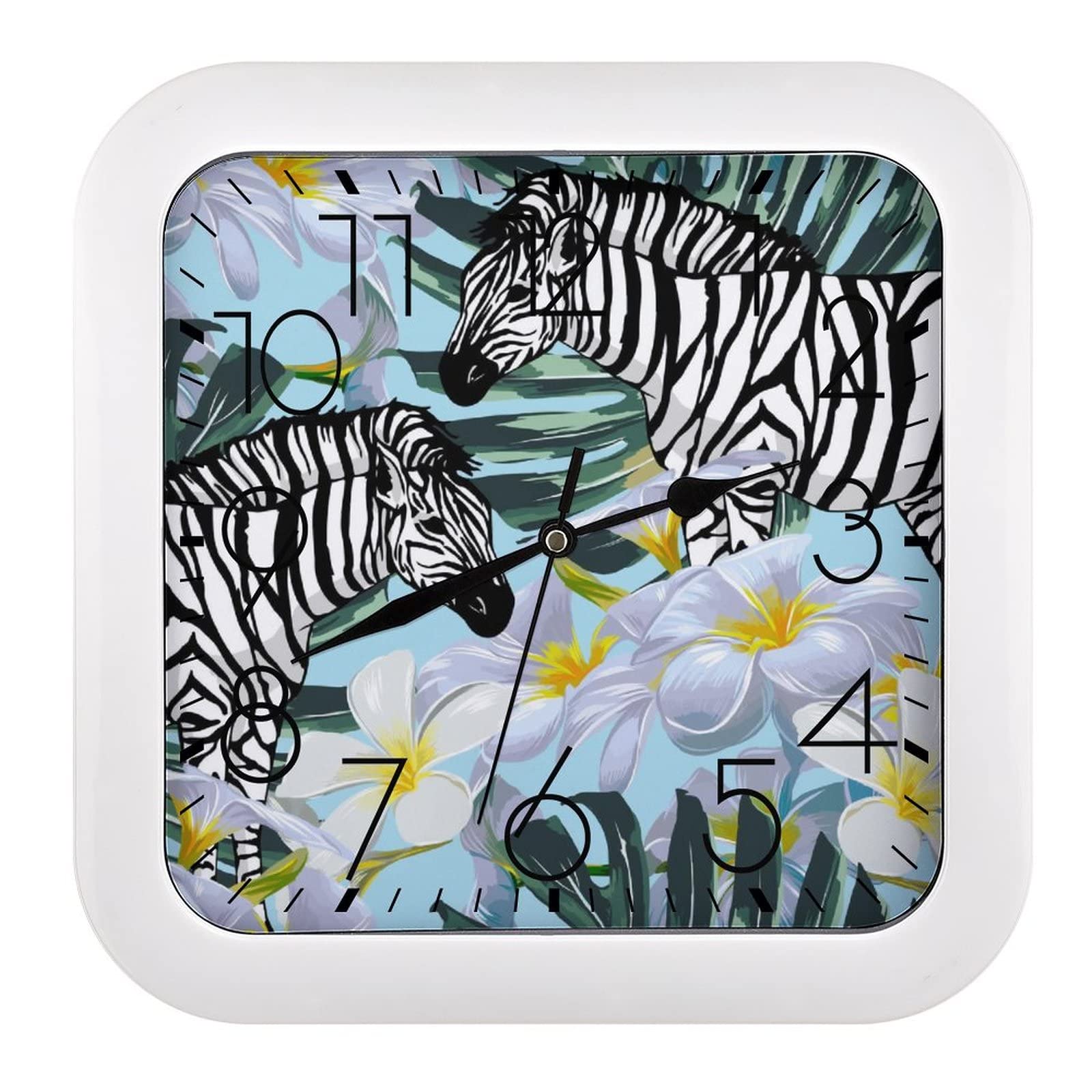 Pendule murale moderne anti tic-tac motif cheval rayé 26cm