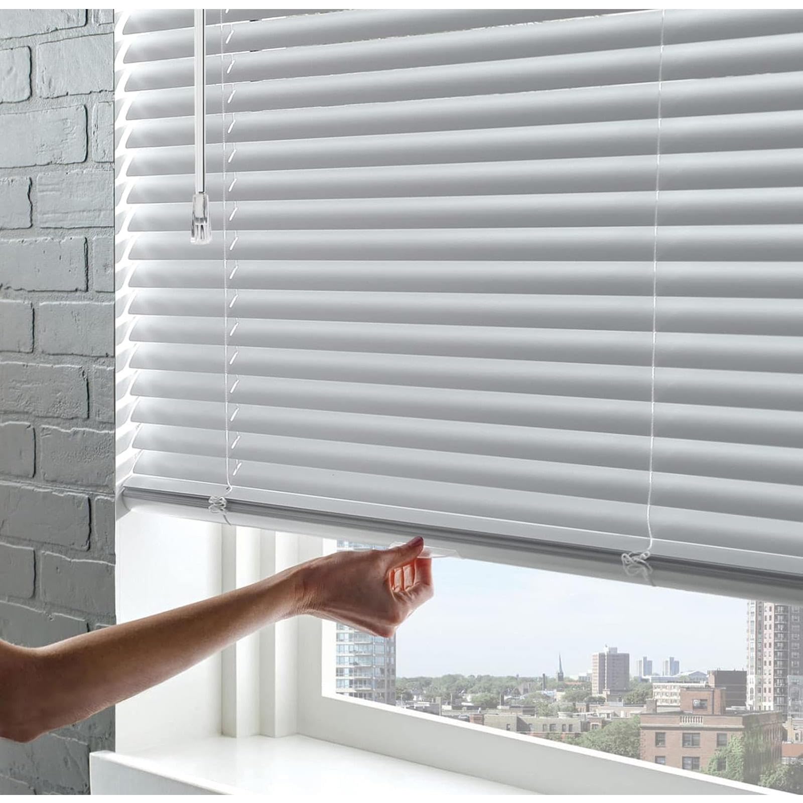 Aluminium-Jalousien 60 cm 80 cm 105 cm 115 cm 120 cm 125 cm Breite, Metall-Jalousien für Fenster, horizontale Verdunkelungsrollos, Raumverdunkelungs-Sichtschutzrollladen, Weiß, BxH-90x100cm/