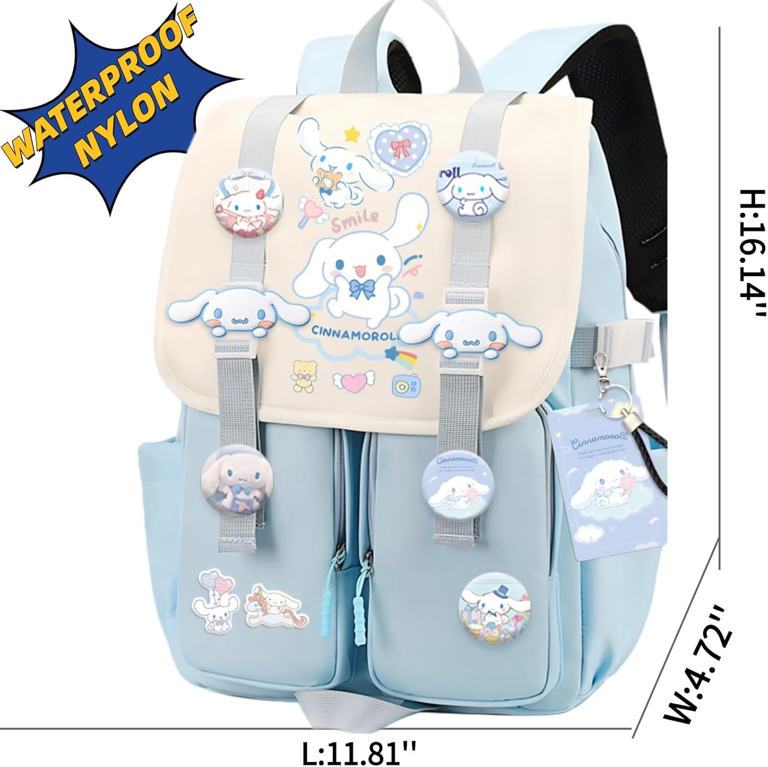 Kawaii Backpack with 22Pcs Accessories Anime Cartoon Anti-Theft Travel Aesthetic New Semester Gifts Bag with Cute Pin - Image 3