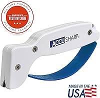 Vista 2 de AccuSharp Knife Sharpener, Ergonomic Comfortable Handle, Compact & Easy to Use, Restore and Hone Straight & Serrated Knives, White Blanco