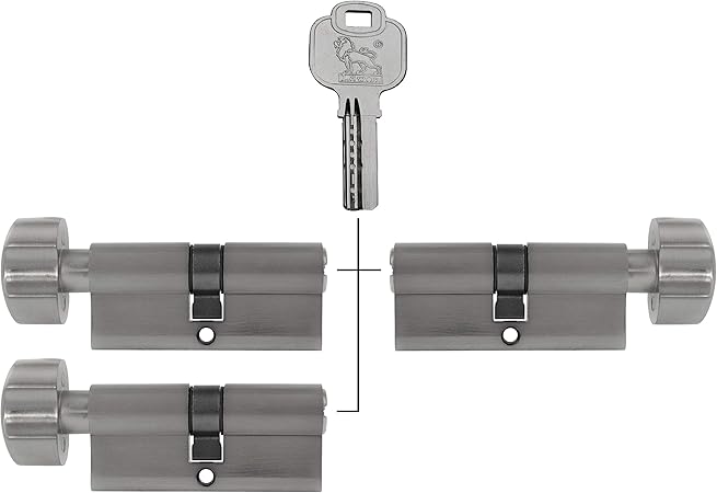 3X Thumb Turn knob Euro Cylinder Locks 35/35mm, keyed Alike, with 15 ...