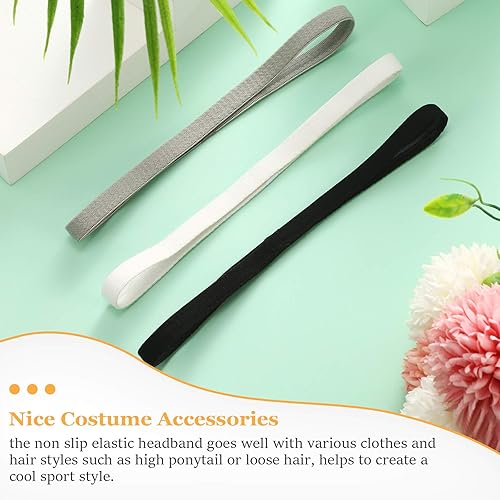 Miniatura 7 de WILLBOND 12 diademas deportivas delgadas y antideslizantes, bandas para el cabello con agarre de silicona antideslizante, bandas para el sudor