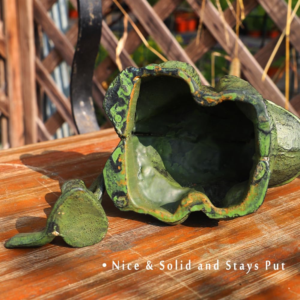 Cast Iron Frog Garden Statue Decor, Frog Pond Sitter Figurine, Frog Sculpture 6.3inches with Crown for Patio, Frog Garden Accent, Cute Outside Ornament, Heavy Duty Weights 4.4lbs