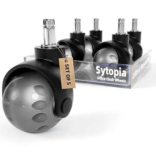 Juego de 5 ruedas para silla de oficina, repuesto para sillas de oficina, tapete seguro para todos los pisos, incluyendo madera dura, repuesto de