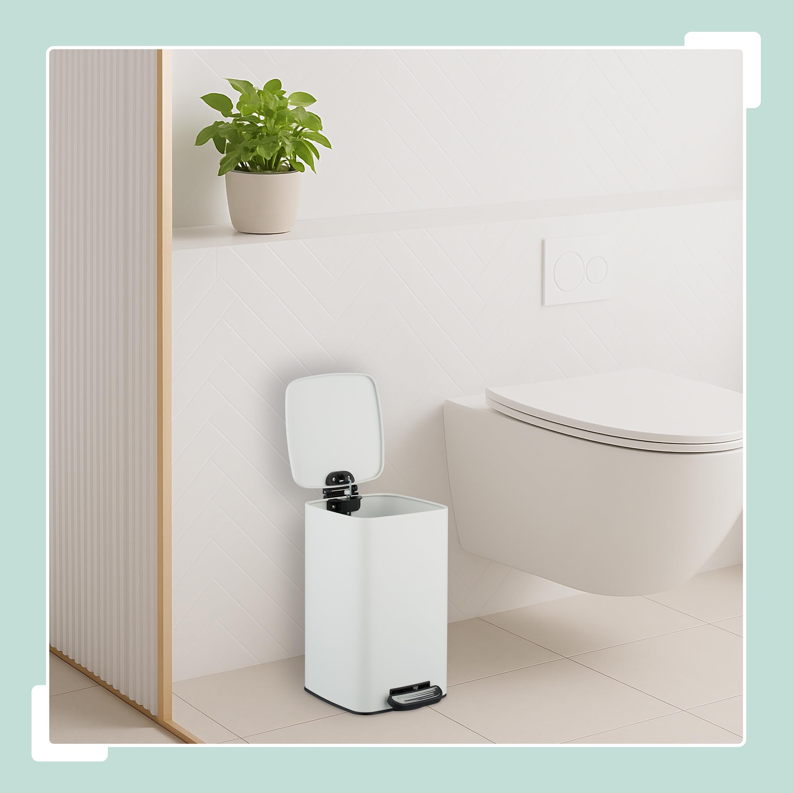 Relaxdays Poubelle de Salle de Bain, 8 litres, Seau intérieur Amovible, avec Couvercle Pratique, Blanche