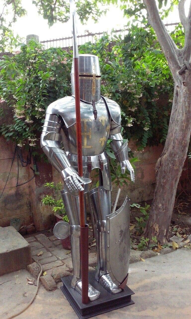 Medieval Knight Suit of Templar Armor Combat Full Body Armor with Spear