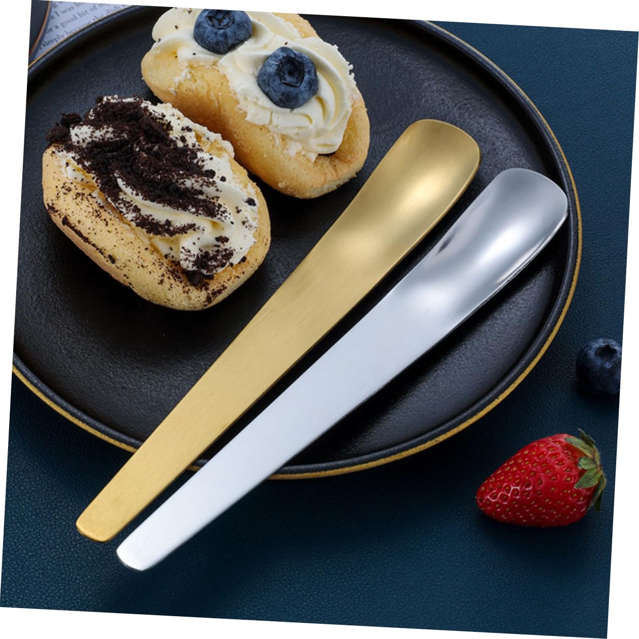 COLLBATH 2pcs Multi Function Stainless Steel Dessert Spoons Portable Ice Cream Tasting Utensils for Weddings Birthdays and Parties and Comfortable Design