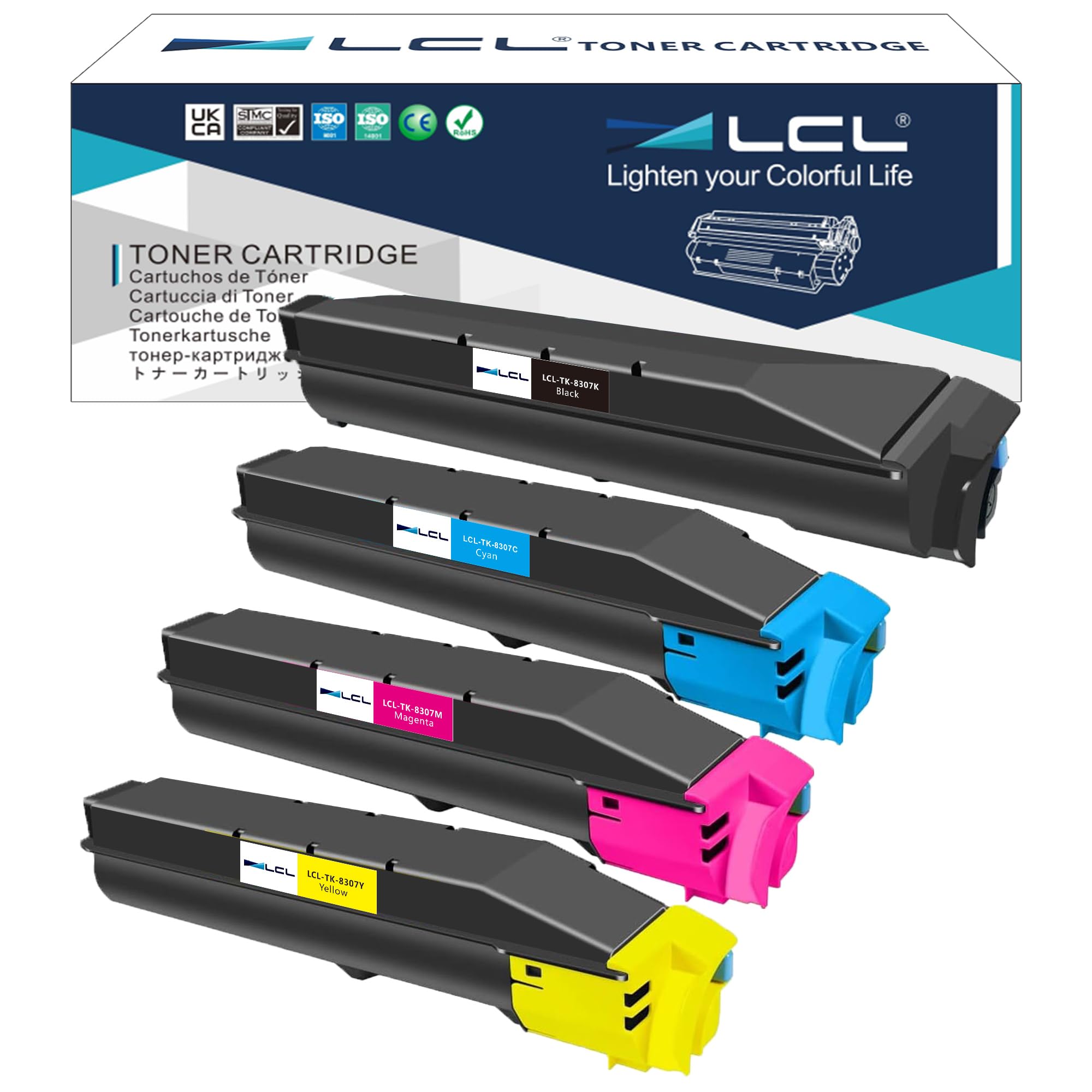 LCL TK-8307 TK8307 Toner Cartridge High Yield 4Pack Replacement for Kyocera TK-8307K TK-8307C TK-8307M TK-8307Y Toner Cartridge for TASKalfa 3050ci