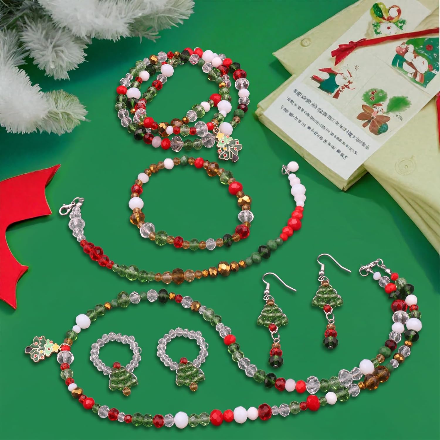 1000pcs Christmas Glass Beads for Jewelry Making Briolette Rondelle Beads Assorted Crystal Beads Loose Spacer Bead for DIY Crafts Bracelets Necklaces Earrings and Christmas Decorations - Image 4