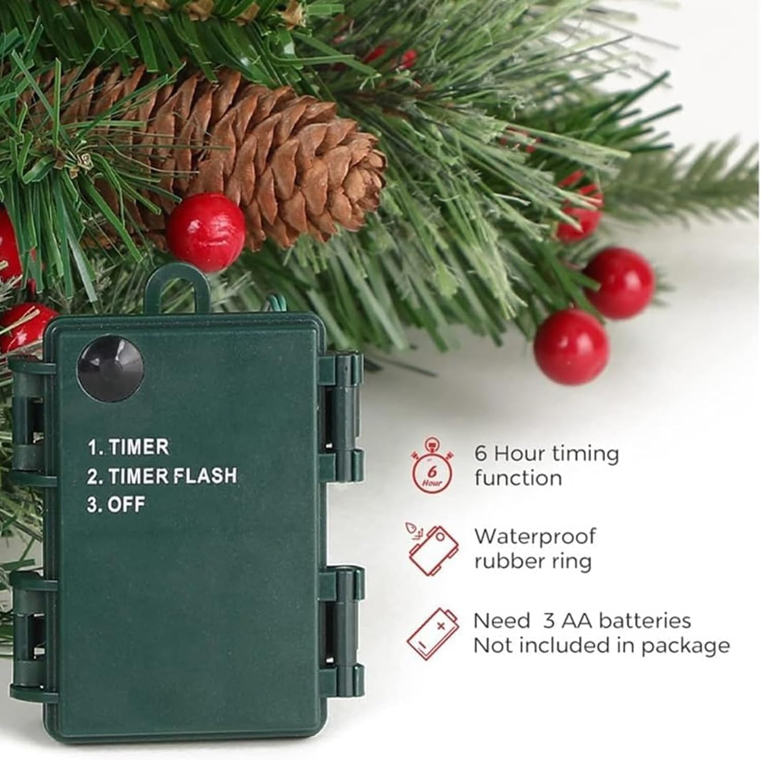 Holiday Planters, Holiday Planter Filler, Prelit Holiday Planter,Christmas Holiday Planter Filler Outdoor Decorations, Lighted Artificial Xmas Pine Trees with Tripod Stake with 60 LED Lights (Green)