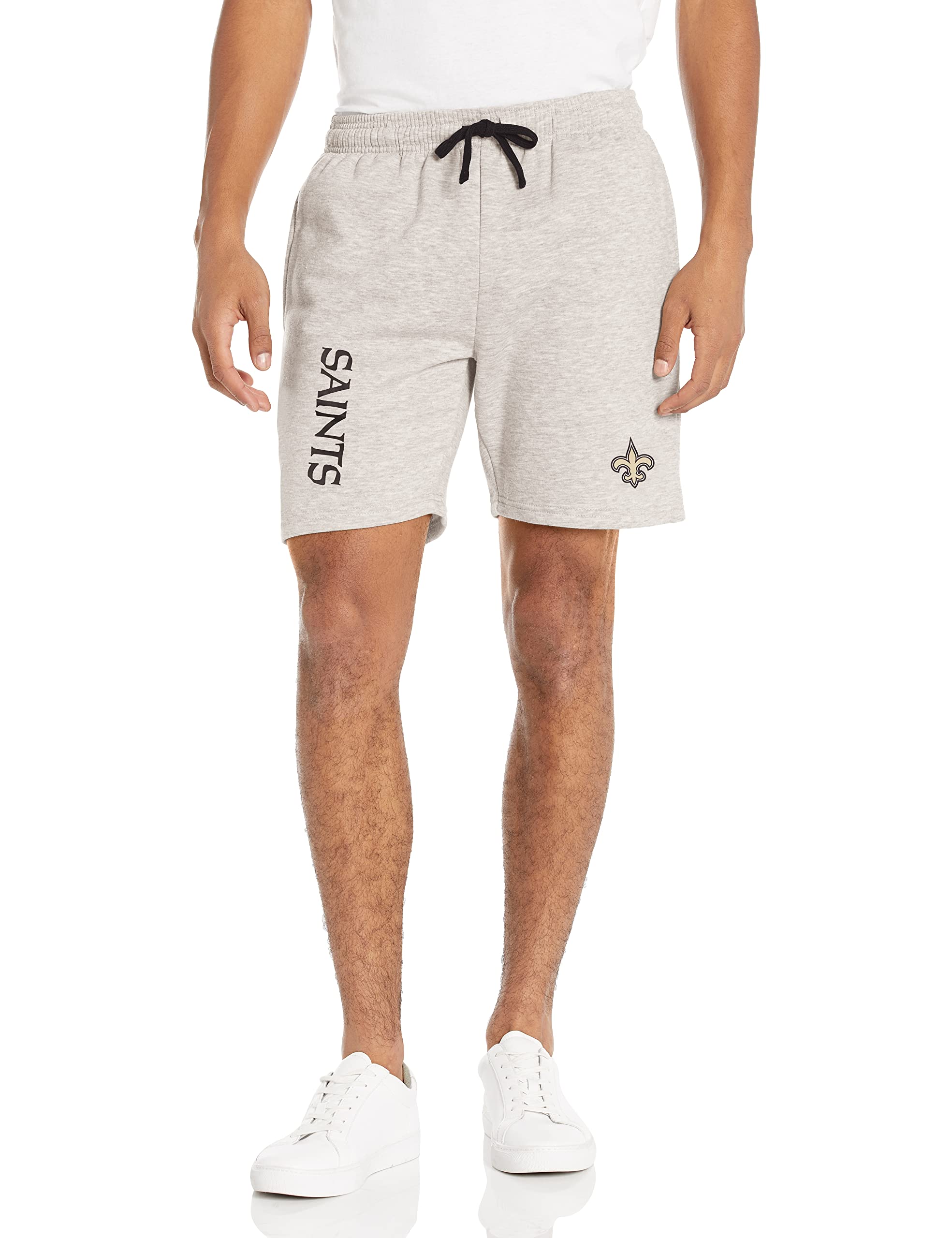 FOCO New Orleans Saints NFL Gray Wordmark Fleece Shorts - L