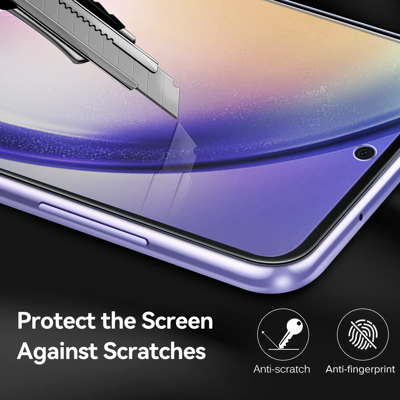 iVoler 3+3 Pezzi Vetro Temperato per Samsung Galaxy A54 5G, 3 Pezzi Pellicola Protettiva Anti Graffio con 3 Pezzi Pellicola Fotocamera e Cornice di Installazione, HD Chiaro, Senza Bolle