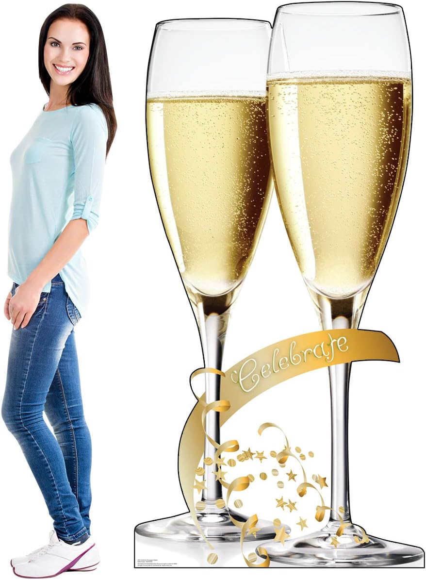 Cardboard People Celebrate Champagne Glasses Life Size Cardboard Cutout Standup