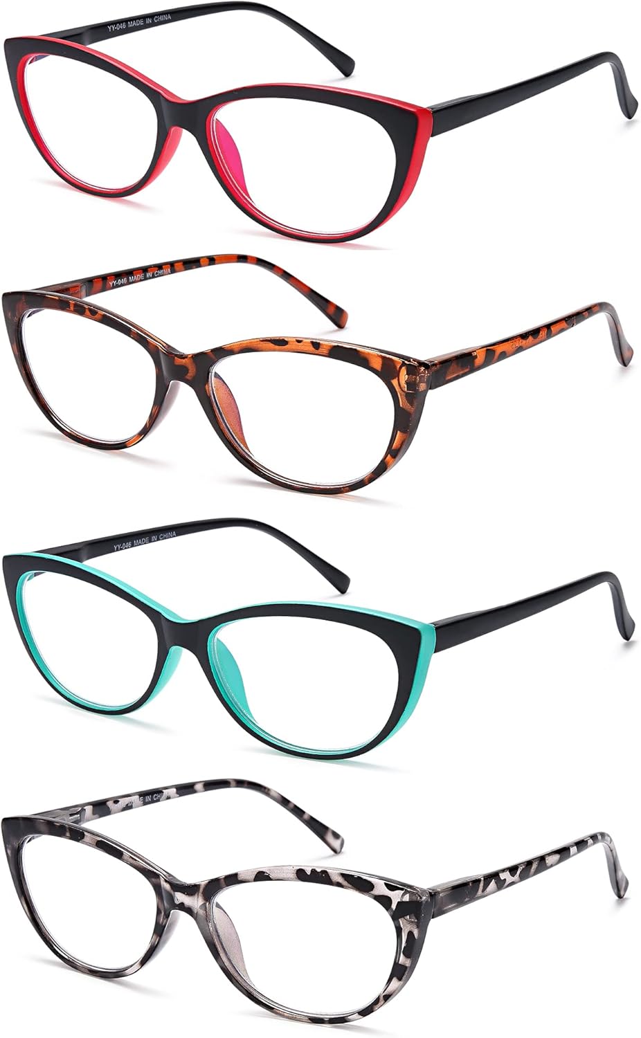 EYEURL 4 Pack Cat Eye Reading Glasses for Women, Blue Light Blocking Readers Lightweight Spring Hinge Anti Eyestrain UV Fashion Eyeglasses +1.50 - Image 2