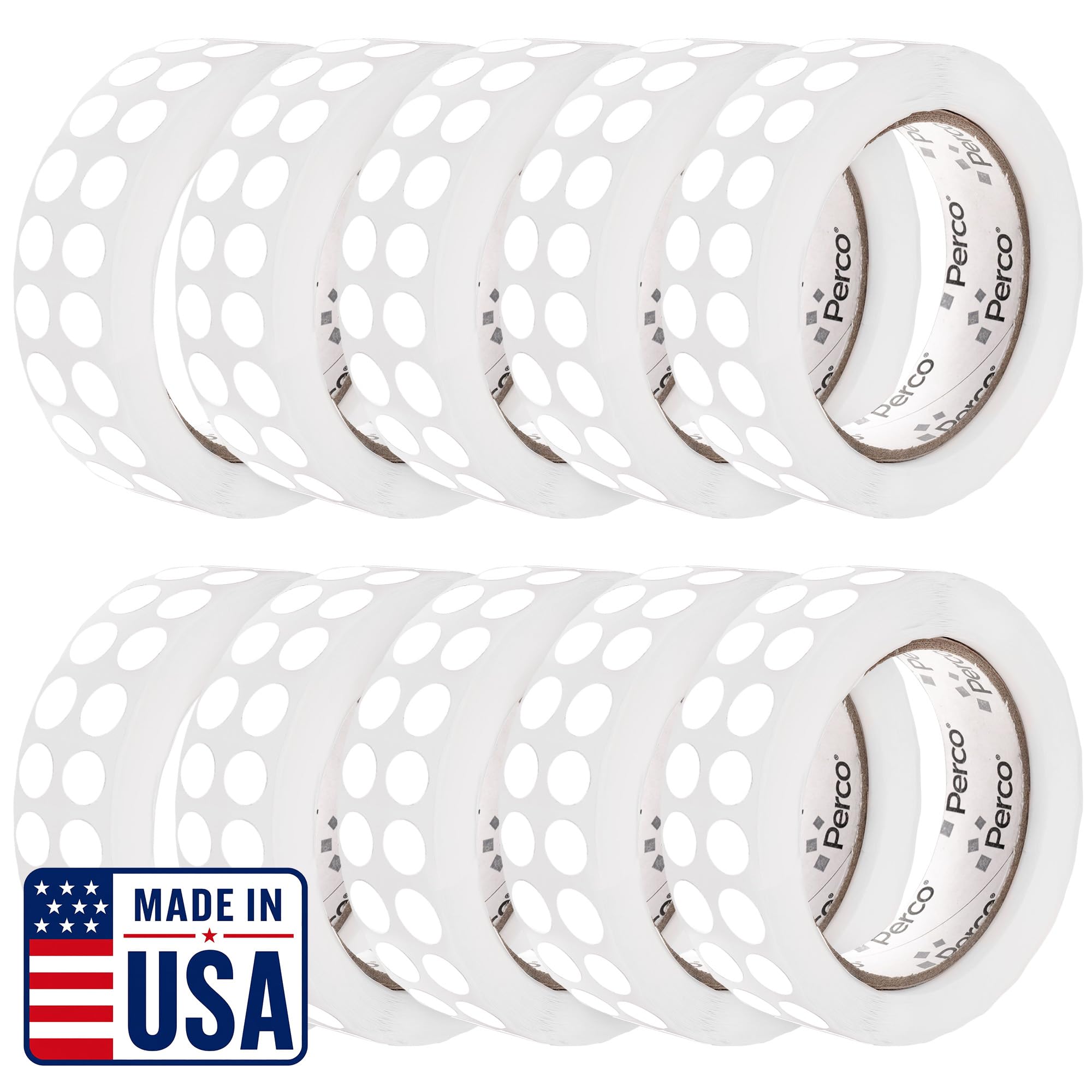Perco White Perforated Round Circle Dot Sticker 1/2-Inch Labels — 10 Rolls, 30,000 Stickers - Pricing, Barcodes, Labeling for Write-On Dots, SKUs, Dates &amp; Small Item Tags, Strong Adhesive—Made in USA
