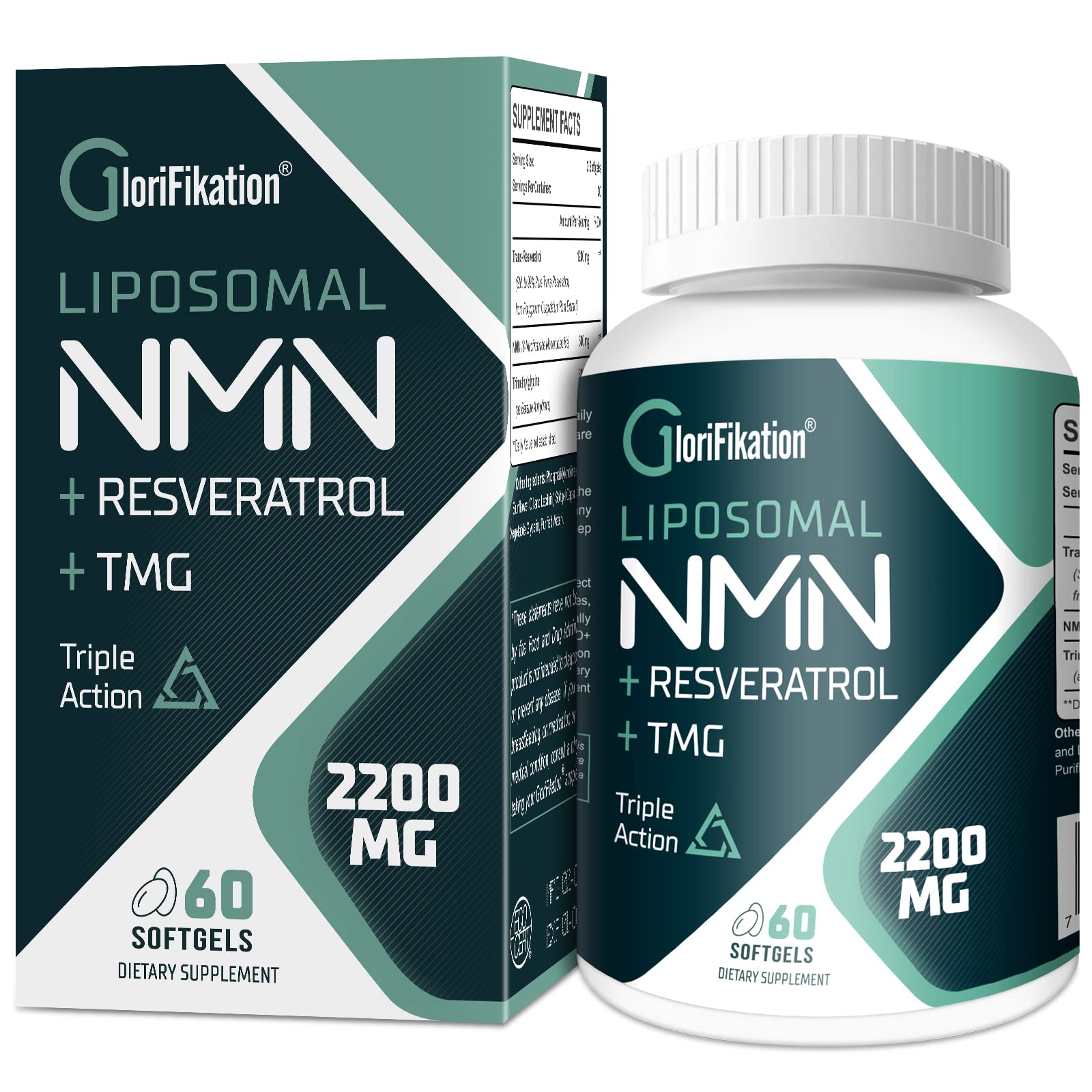Buy Liposomal NMN + TransResveratrol + TMG Supplement 2200mg Softgel, Nicotinamide