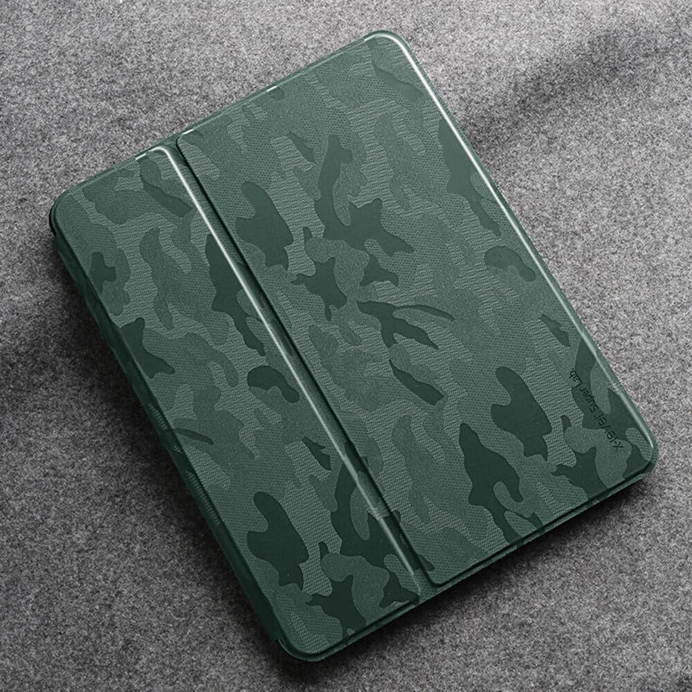 Étui iPad mini 5 vert coque silicone rigide rabat motif cuir - 8