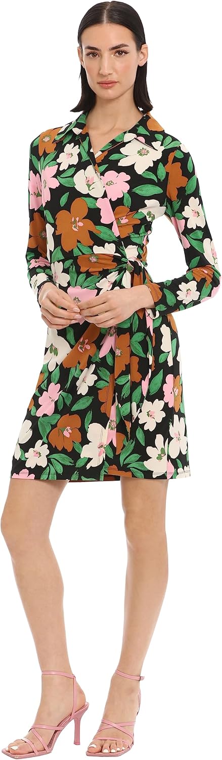 Donna Morgan Women's Long Sleeve Wrap Dress Workwear Career Desk to Dinner Event Party Guest of