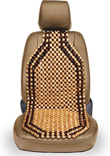 DHANVINE Car Wooden Bead Seat Back Massage Cushion, Bamboo Seat for Comfort in Your Travel Experience Seat Cover Compatibl