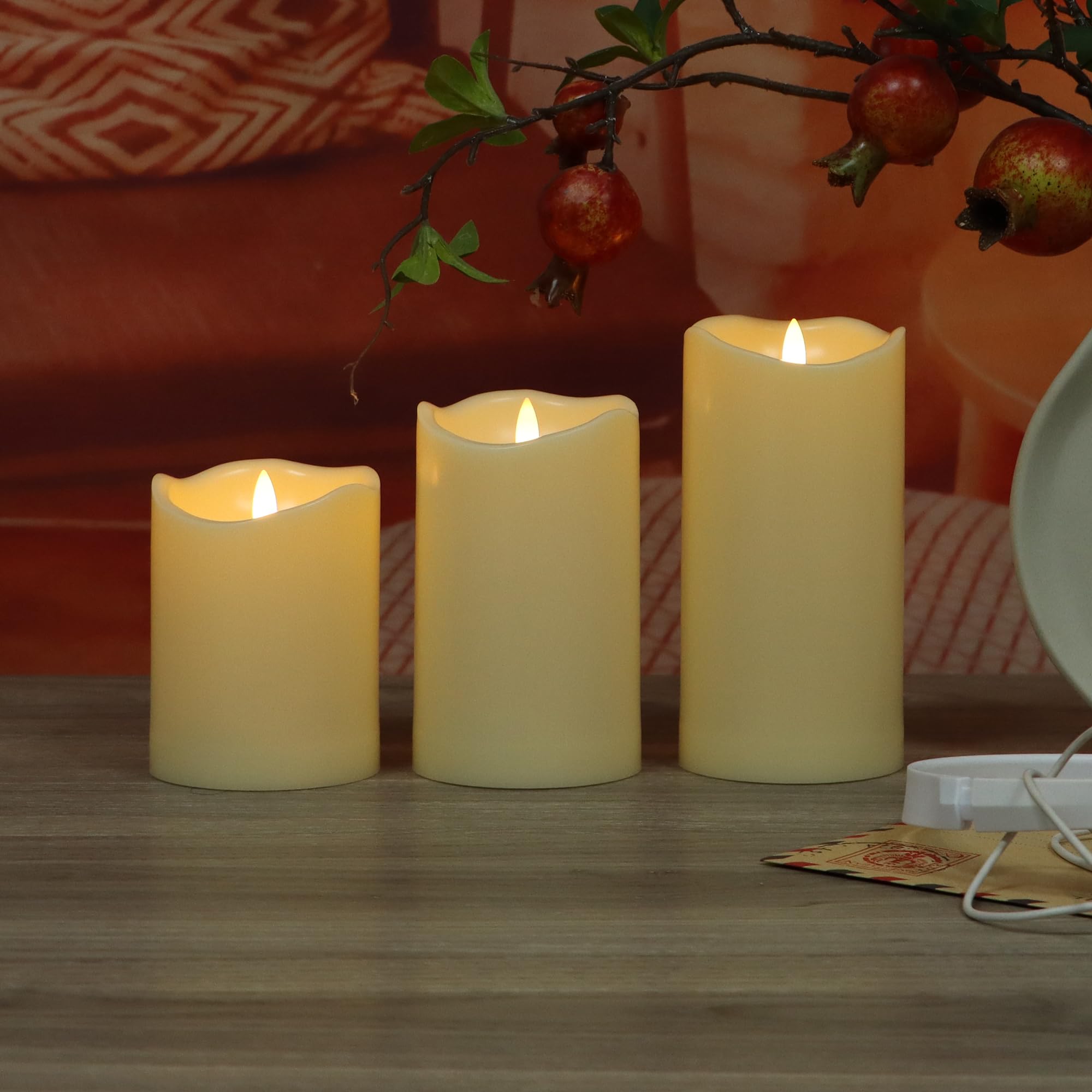 iZAN Confezione da 3 candele senza fiamma con timer integrato, funzionamento a batteria, LED 3D, stoppino nero, set per decorazione della casa, feste, matrimoni, giardino, Halloween, decorazioni