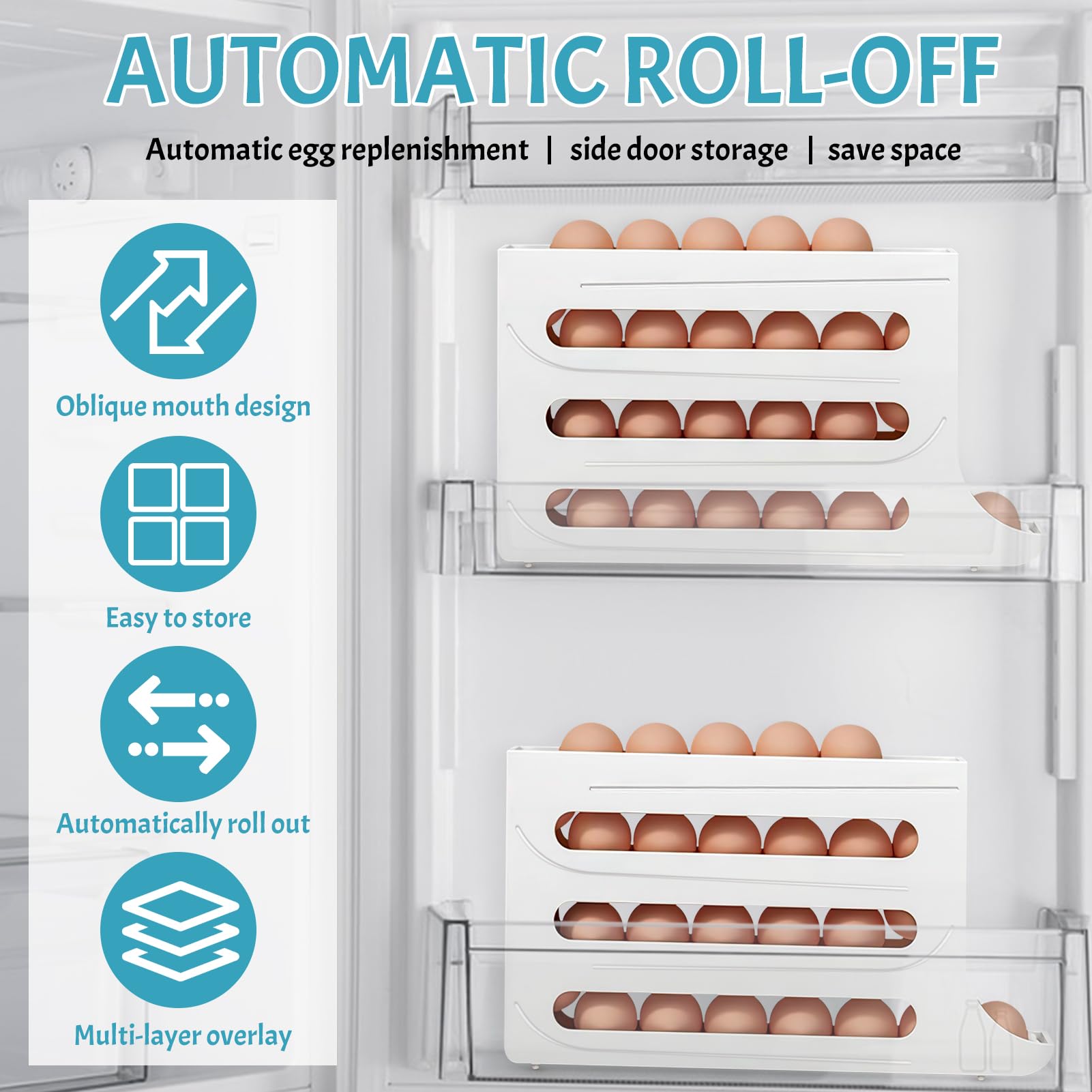 Distributeur Œufs 4 Niveaux - Range Œufs Frigo Pour 30 Œufs | Économiseur D'Espace, Design Par Gravité