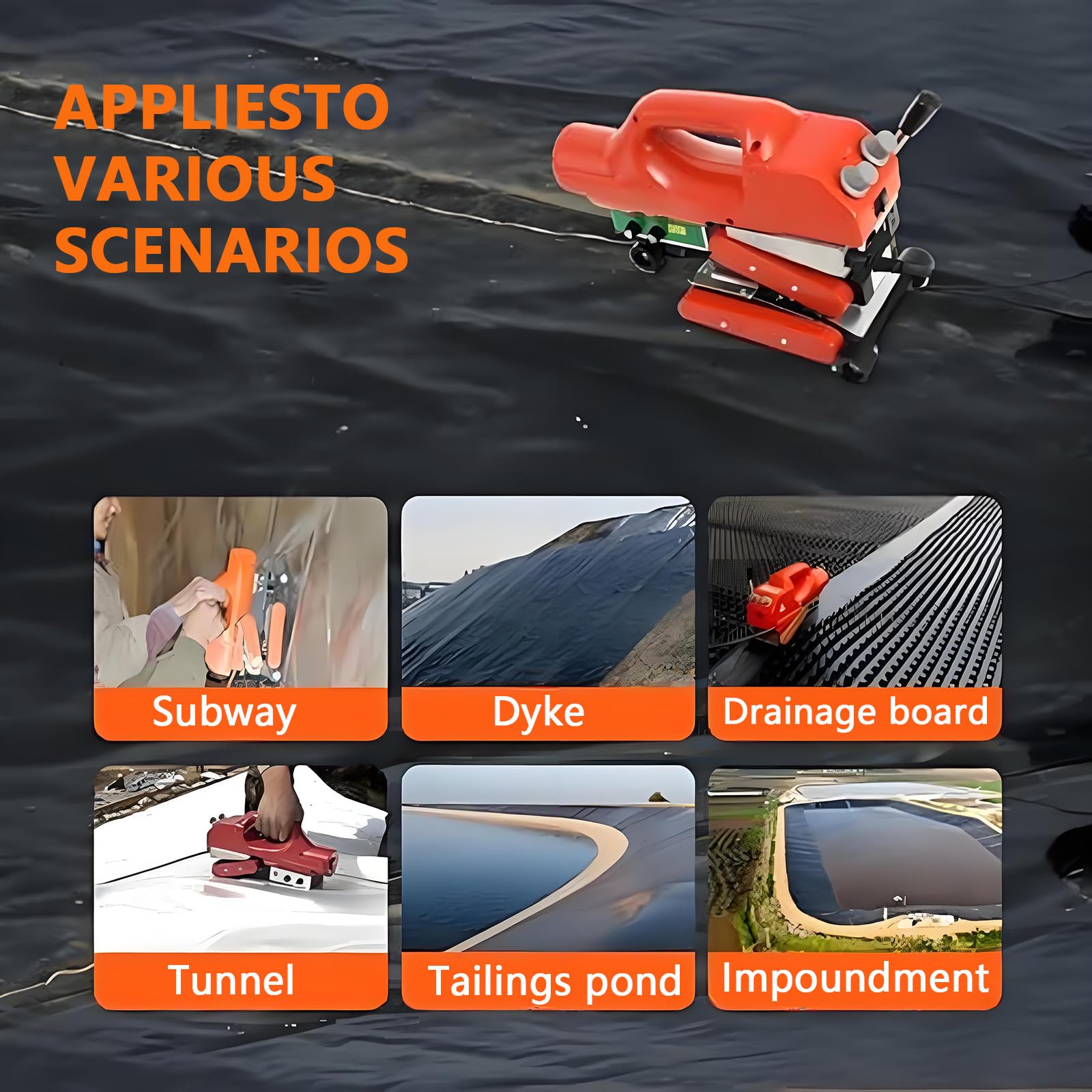 Máquina de soldadura de cuña caliente para sellado de geomembranas, máquina de soldadura de arrastre de túnel de 0 a 450 °C, solución de soldadura de superposición para superposición de capas