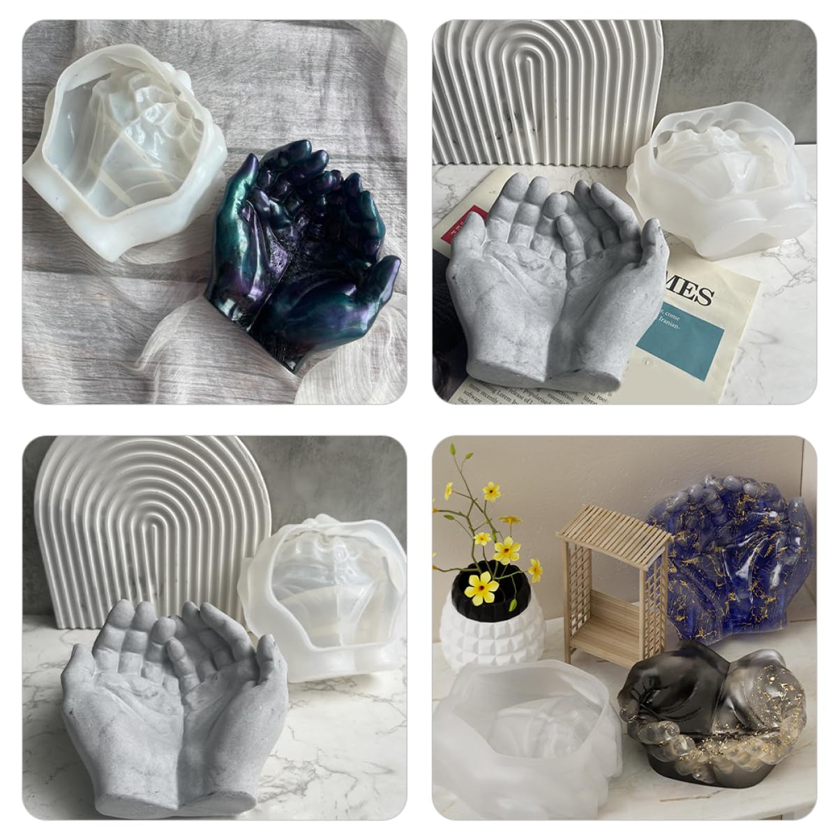 Lurrose 5 Piezas molde de fundición en forma de mano revestimientos macramé molde de maceta molde para maceta moldes para paletas moldura molde portaescobillas molde de mano gel de sílice