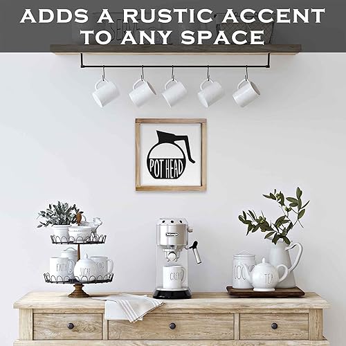 Miniatura 4 de Letrero de café con la frase en inglés Pot Head (Amante del café) de 12 x 12 pulgadas, para decoración de pared, cocina, estación de café