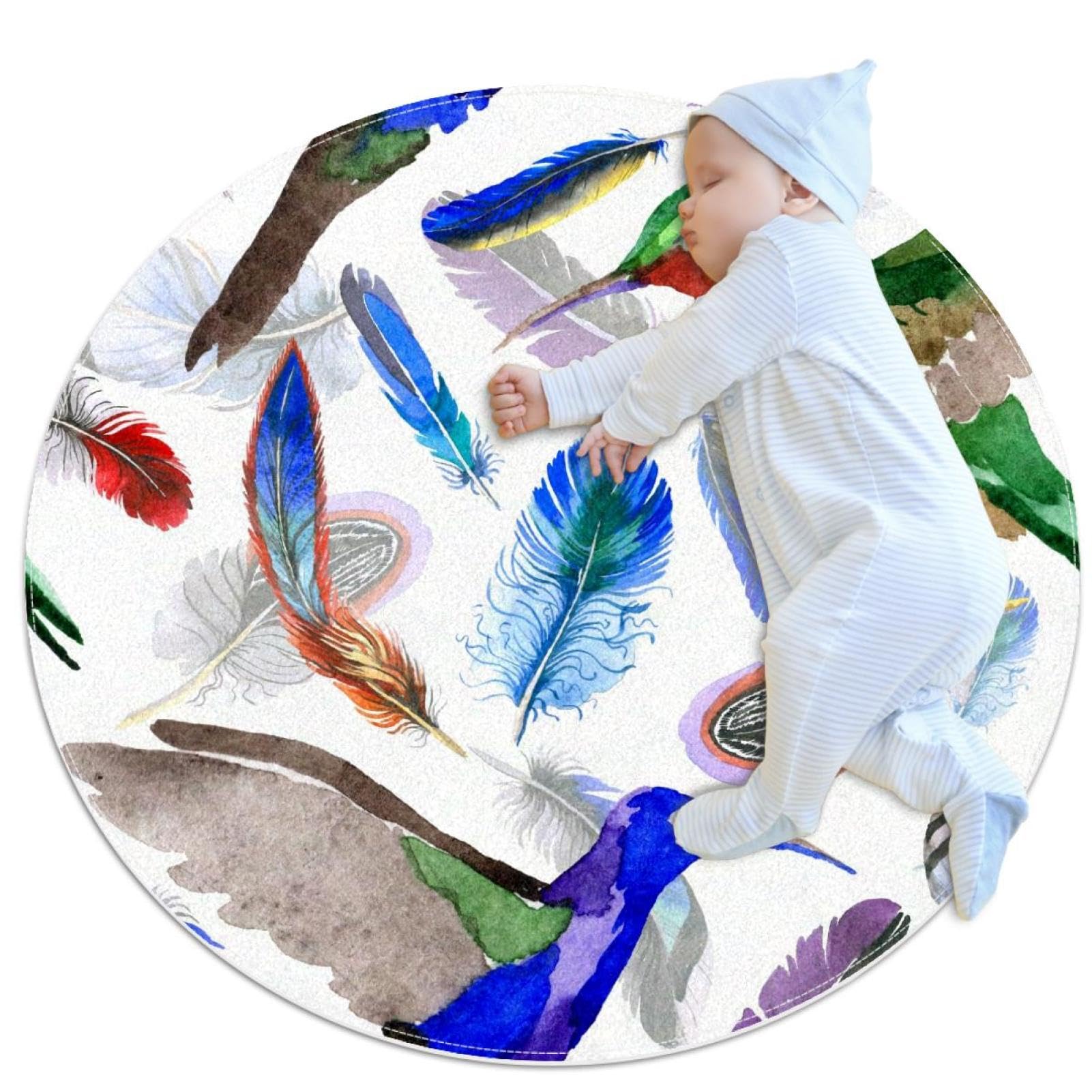 Tapis de salle de bain colibri rond 1m antidérapant pour chambre d'enfant