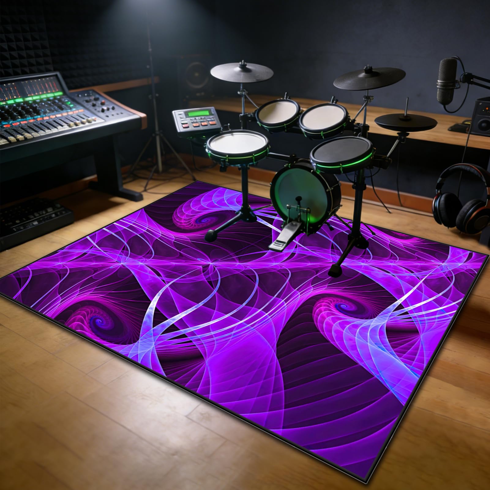 Elektryczny dywan perkusyjny, 140 x 120 cm, mata akustyczna, mata do perkusji, mata wygłuszająca, antypoślizgowy dywanik bębnowy, do bassa, werbla, mata chroniąca przed hałasem, mata muzyczna