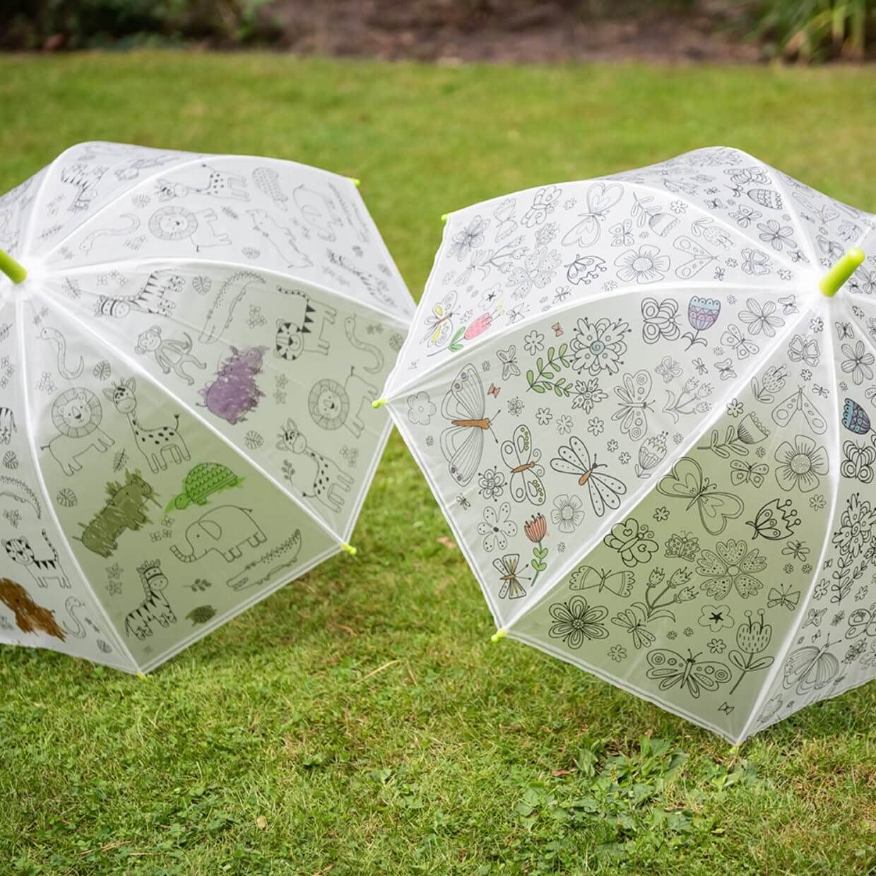Esschert Design Regenschirm für Kinder mit Blumen & Insekten PiY zum Ausmalen