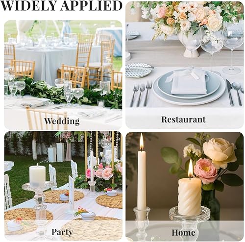 Miniatura 7 de Candelabros de cristal transparente de 3.5 pulgadas con forma cónica elegante para decoración del hogar del banquete de boda